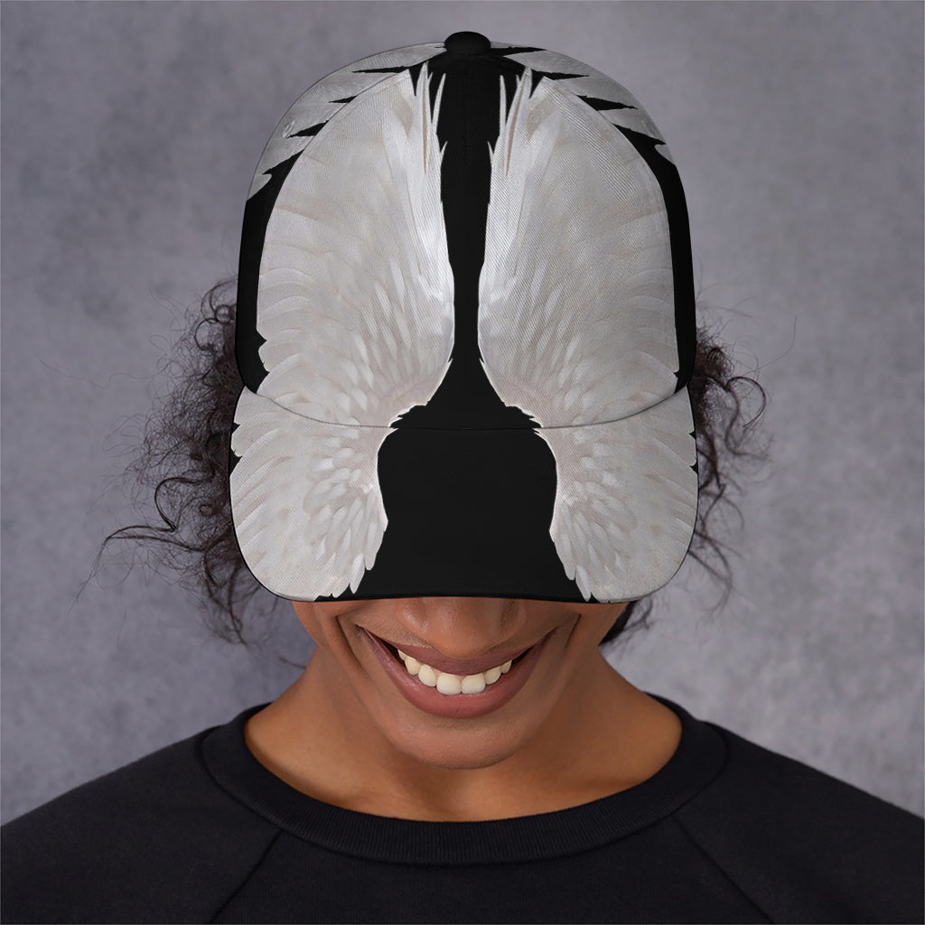 White Angel Wings Print Baseball Cap