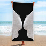 White Angel Wings Print Beach Towel