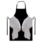 White Angel Wings Print Bib Apron With Pocket