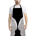 White Angel Wings Print Bib Apron With Pocket