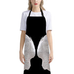 White Angel Wings Print Bib Apron With Pocket