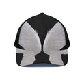 White Angel Wings Print Black Mesh Trucker Hat