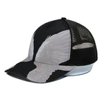 White Angel Wings Print Black Mesh Trucker Cap