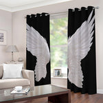 White Angel Wings Print Blackout Grommet Curtains