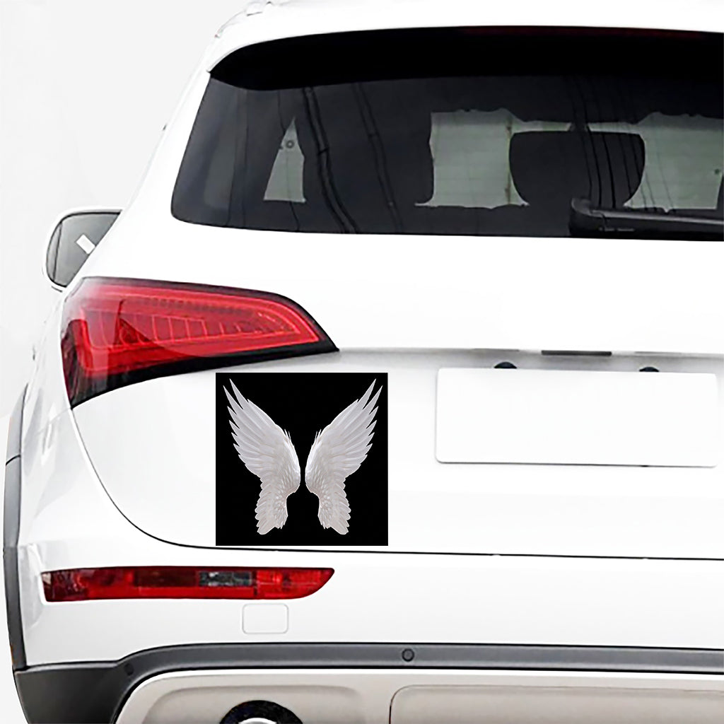 White Angel Wings Print Car Sticker