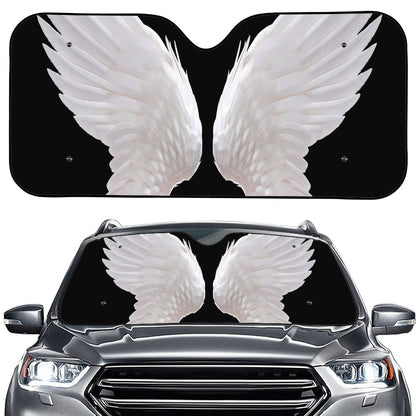 White Angel Wings Print Car Windshield Sun Shade