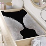 White Angel Wings Print Changing Pad Cover