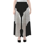 White Angel Wings Print Chiffon Maxi Skirt