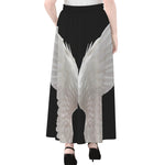 White Angel Wings Print Chiffon Maxi Skirt
