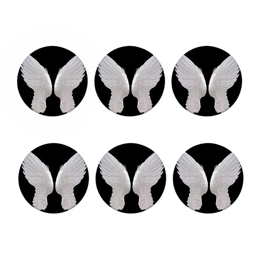White Angel Wings Print Coaster Set