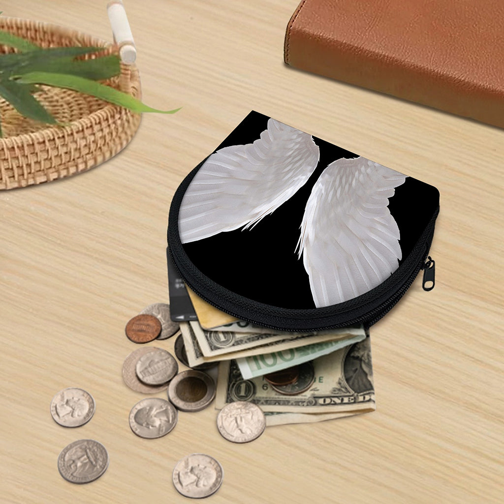 White Angel Wings Print Coin Purse