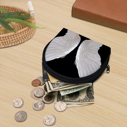 White Angel Wings Print Coin Purse