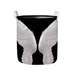 White Angel Wings Print Collapsible Laundry Basket