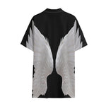 White Angel Wings Print Cotton Hawaiian Shirt