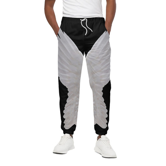 White Angel Wings Print Cotton Pants