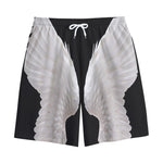 White Angel Wings Print Cotton Shorts