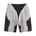 White Angel Wings Print Cotton Shorts