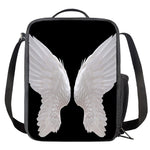 White Angel Wings Print Crossbody Lunch Bag