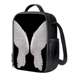 White Angel Wings Print Crossbody Lunch Bag