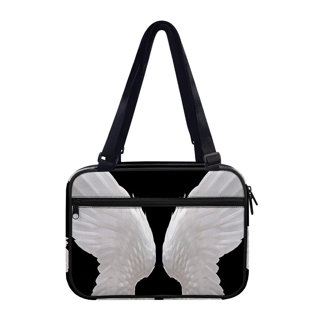 White Angel Wings Print Double Strap Bible Bag