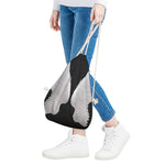 White Angel Wings Print Drawstring Bag