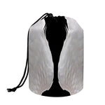 White Angel Wings Print Drawstring Makeup Bag