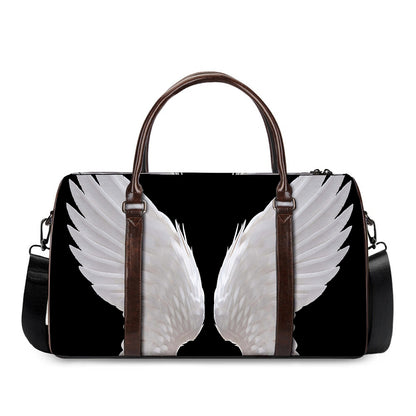 White Angel Wings Print Duffle Bag