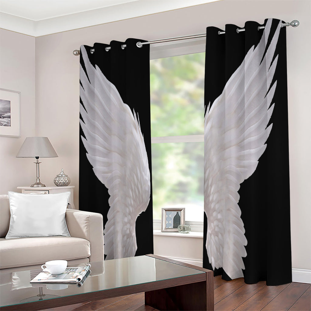 White Angel Wings Print Extra Wide Grommet Curtains