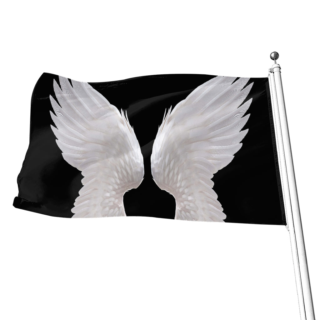 White Angel Wings Print Flag