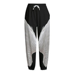 White Angel Wings Print Fleece Lined Knit Pants