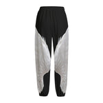 White Angel Wings Print Fleece Lined Knit Pants