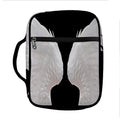 White Angel Wings Print Front Pocket Bible Bag