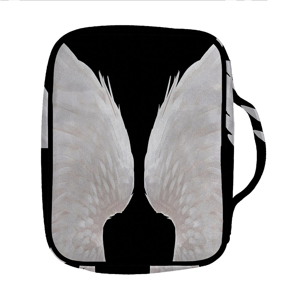 White Angel Wings Print Front Pocket Bible Bag