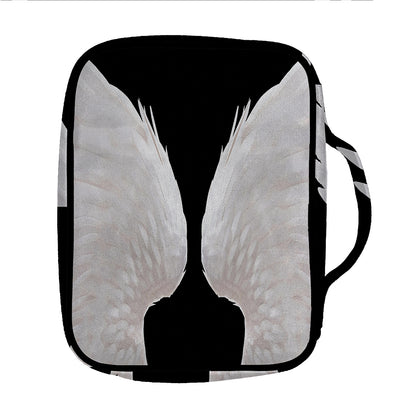 White Angel Wings Print Front Pocket Bible Bag