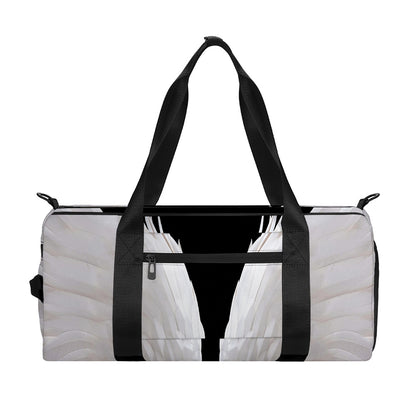 White Angel Wings Print Gym Bag