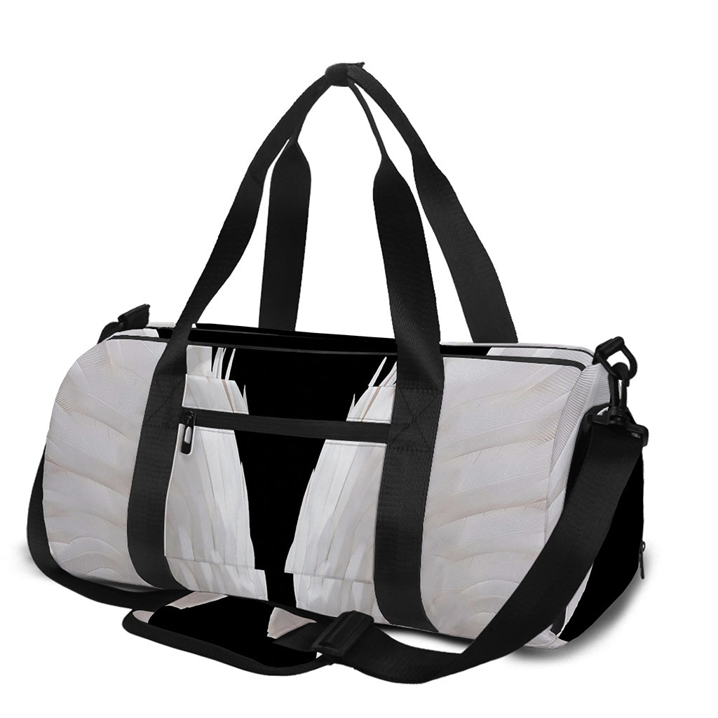 White Angel Wings Print Gym Bag