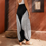 White Angel Wings Print Harem Pants