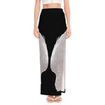 White Angel Wings Print High Slit Maxi Skirt