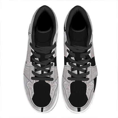 White Angel Wings Print High Top Leather Sneakers