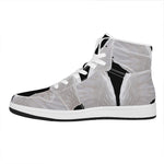 White Angel Wings Print High Top Leather Sneakers