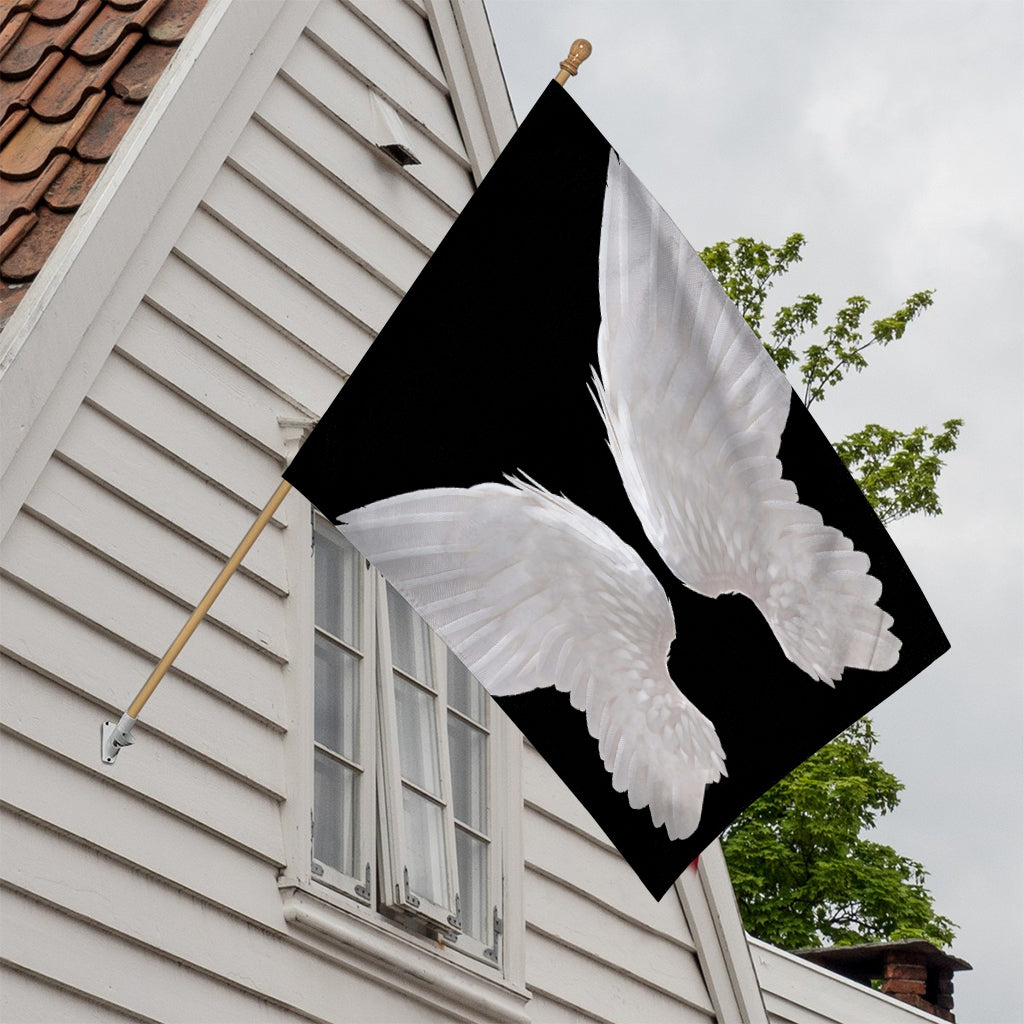 White Angel Wings Print House Flag