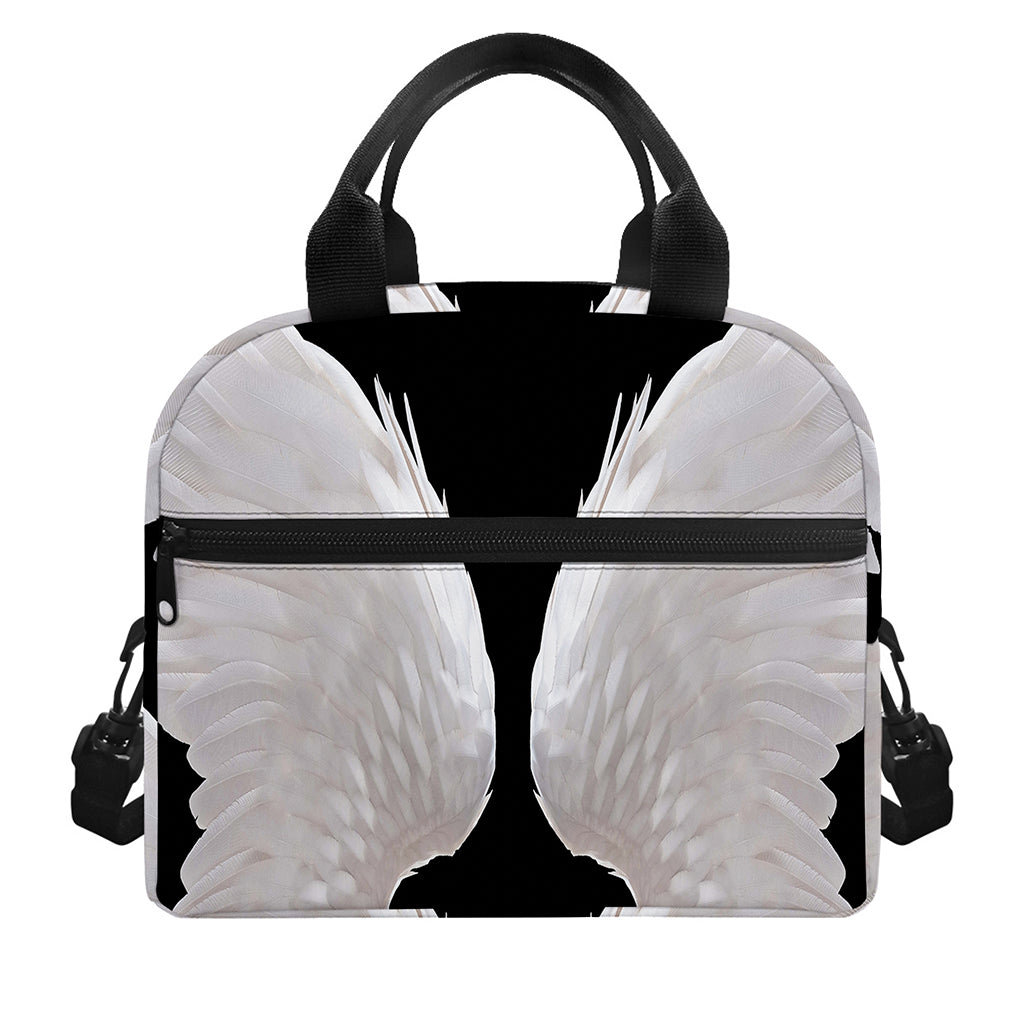 White Angel Wings Print Insulated Lunch Bag