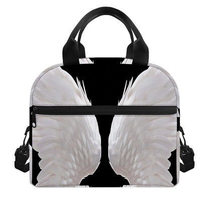 White Angel Wings Print Insulated Lunch Bag