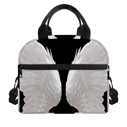 White Angel Wings Print Insulated Lunch Bag