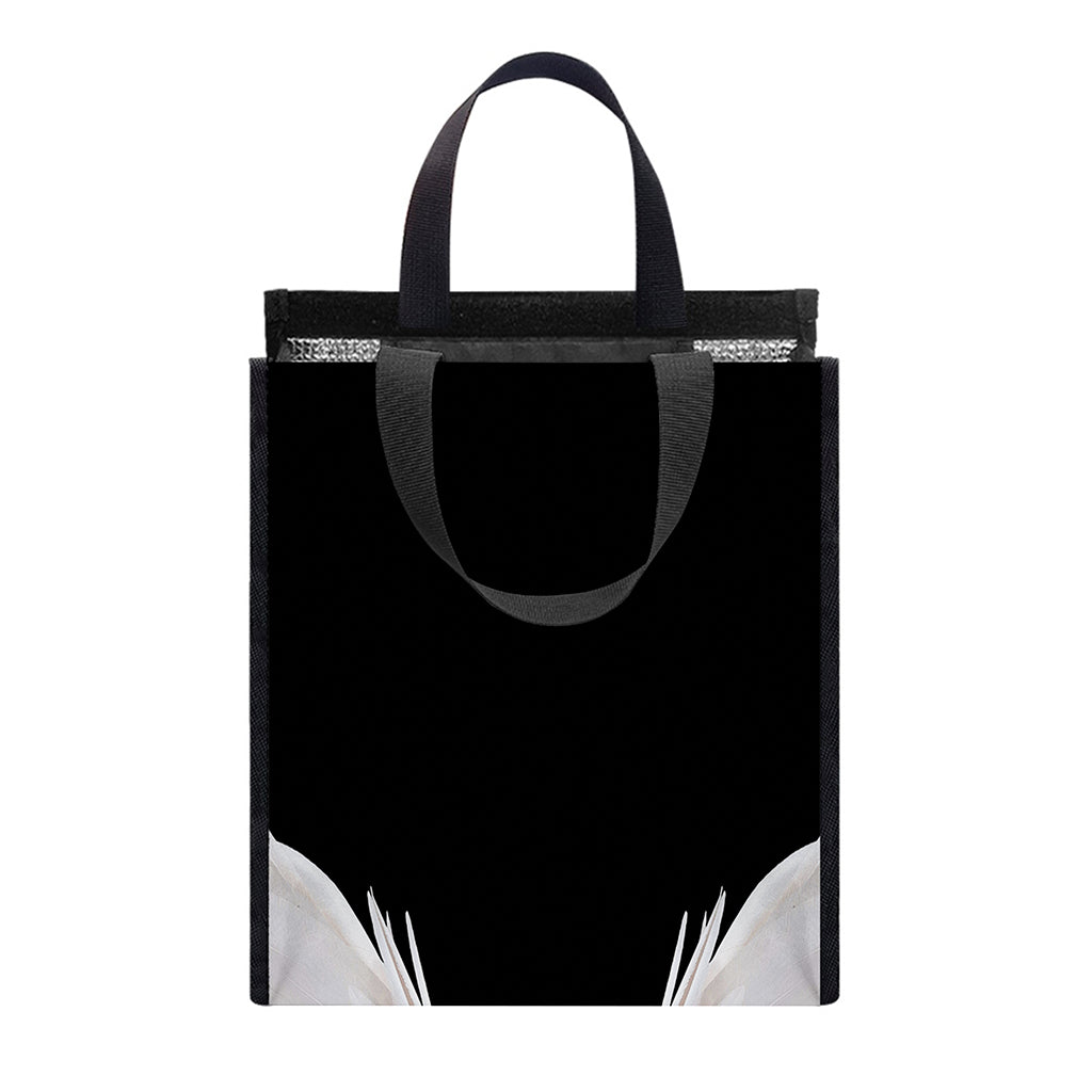 White Angel Wings Print Insulated Lunch Tote