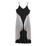 White Angel Wings Print Jersey Midi Cami Dress