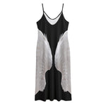 White Angel Wings Print Jersey Midi Cami Dress