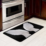 White Angel Wings Print Kitchen Mat