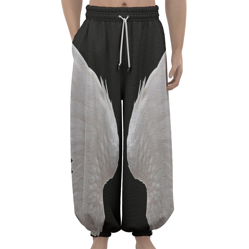 White Angel Wings Print Lantern Pants