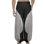 White Angel Wings Print Lantern Pants
